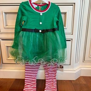 Bonnie Jean Christmas Dress/Top with Striped Leggings, Size 4 NWT $48